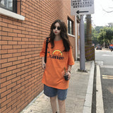 T Shirt Orange Femme Gris