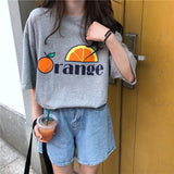T Shirt Orange Femme Blanc