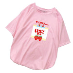 T-Shirt Rose Fraises Style Kawaii Japonais Harajuku